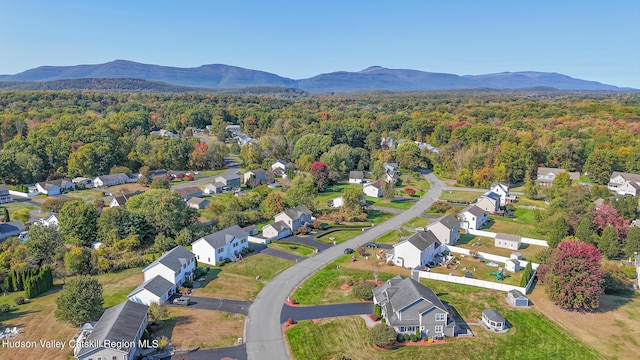 drone / aerial view with a mountain view