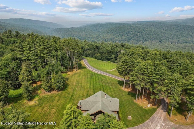 birds eye view of property featuring a mountain view and a rural view