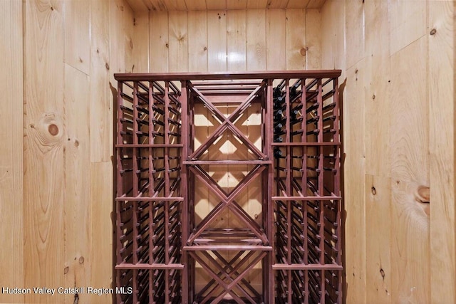 wine area with wooden walls