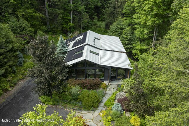46 Rose Ln, Woodstock, NY 12409 - view from above of property with a forest