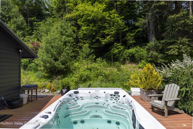 46 Rose Ln, Woodstock, NY 12409 - deck with a forest view