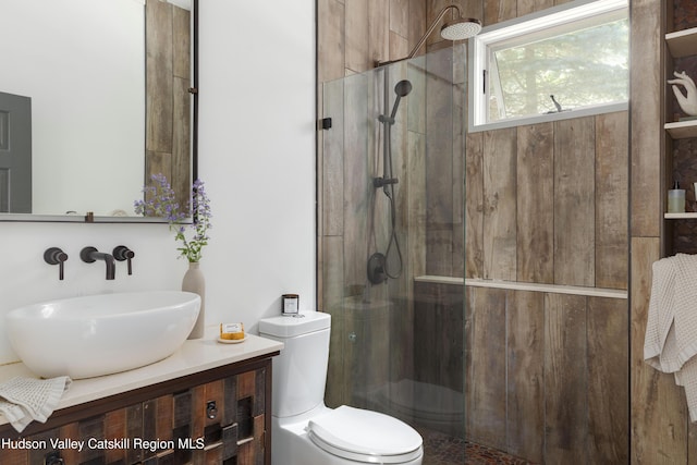46 Rose Ln, Woodstock, NY 12409 - bathroom featuring a shower stall and vanity