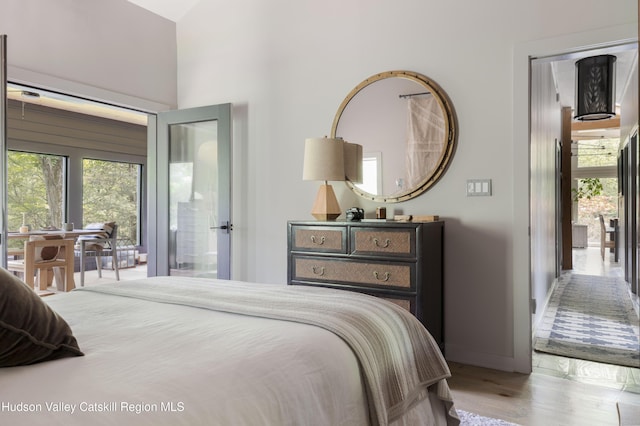 46 Rose Ln, Woodstock, NY 12409 - bedroom featuring access to outside and wood finished floors