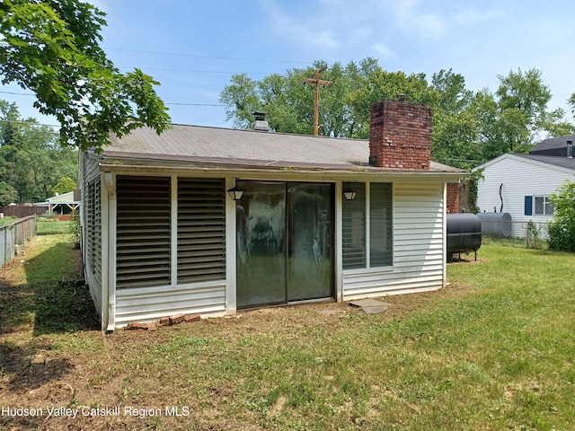 14 Center Rd, High Falls, NY 12440 - rear view of house featuring a chimney and heating fuel