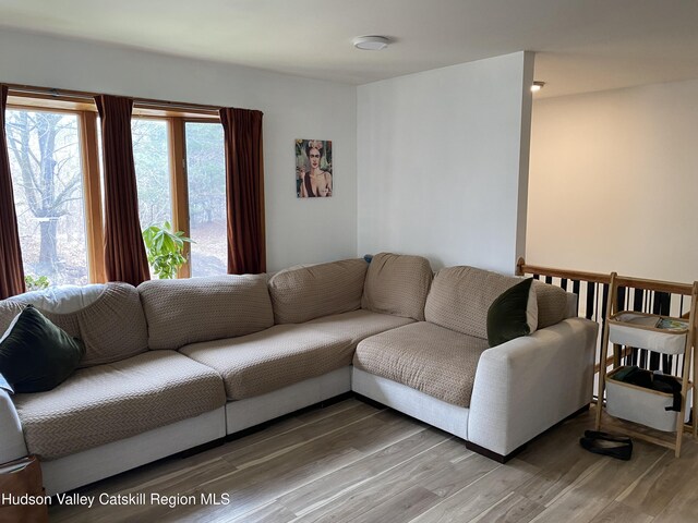 living area with light wood-type flooring