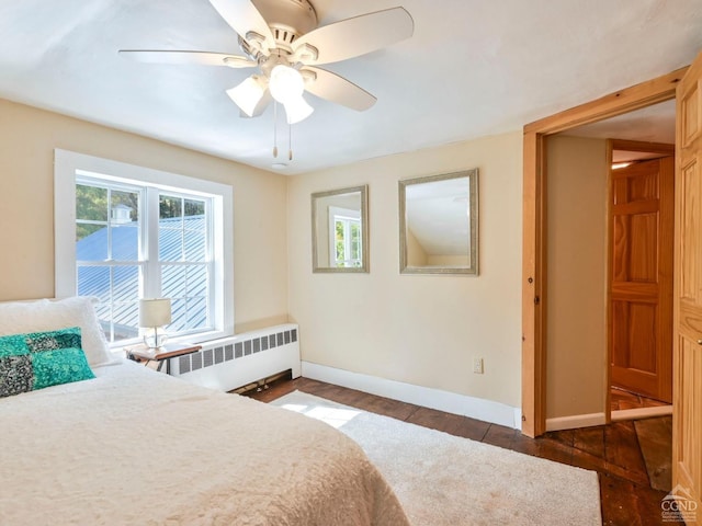 161 Beaver Hill Rd, Gilboa, NY 12076 - bedroom with radiator, baseboards, multiple windows, and a ceiling fan