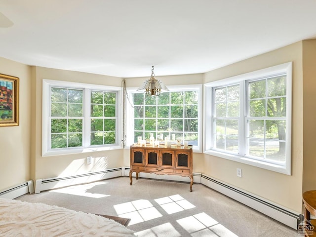 161 Beaver Hill Rd, Gilboa, NY 12076 - sunroom / solarium with a baseboard heating unit and a chandelier