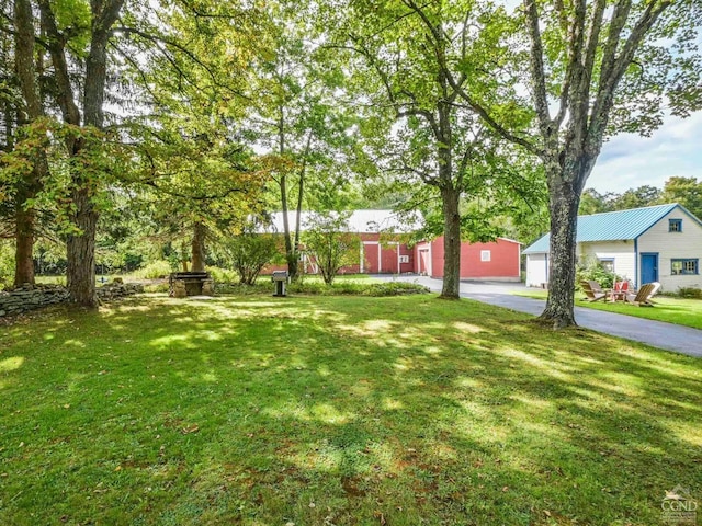 161 Beaver Hill Rd, Gilboa, NY 12076 - view of grassy yard with a detached garage