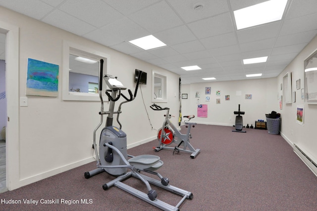14 Glenerie Ln, Saugerties, NY 12477 - exercise room with a drop ceiling and baseboard heating