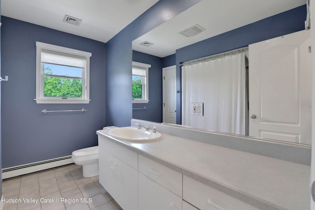 14 Glenerie Ln, Saugerties, NY 12477 - full bathroom featuring a baseboard radiator, vanity, and a shower with curtain