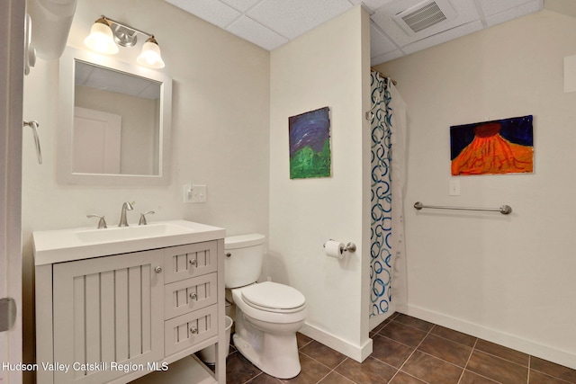 14 Glenerie Ln, Saugerties, NY 12477 - full bathroom with tile patterned flooring, vanity, a paneled ceiling, and a shower with curtain
