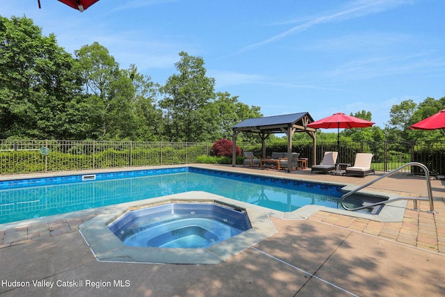 14 Glenerie Ln, Saugerties, NY 12477 - view of pool featuring an in-ground hot tub, a gazebo, and a patio