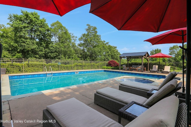 14 Glenerie Ln, Saugerties, NY 12477 - view of swimming pool with a gazebo, a patio, and a hot tub