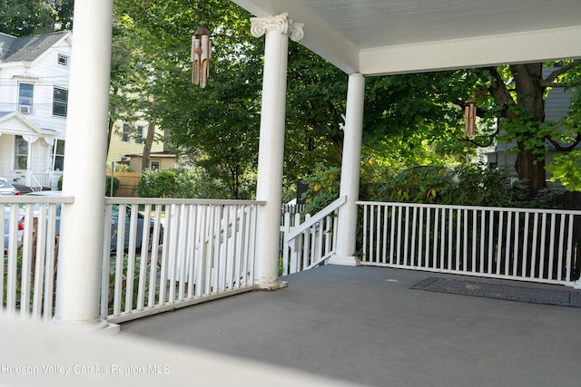 view of patio featuring a porch