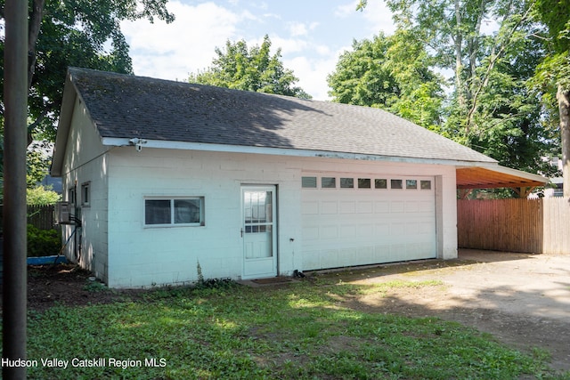 view of garage