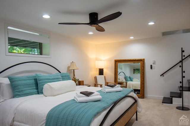 41 Snydertown Rd, Craryville, NY 12521 - bedroom featuring light colored carpet, recessed lighting, a ceiling fan, and baseboards