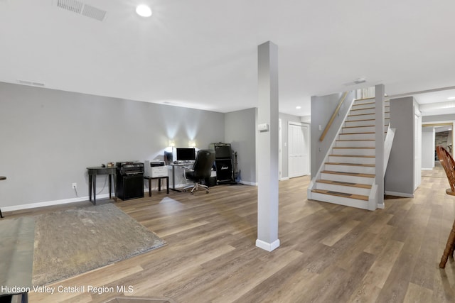 office space featuring hardwood / wood-style flooring