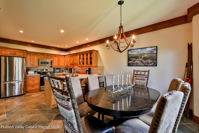 2 Watch Hill Ln Unit 2, Windham, NY 12496 - dining space featuring a chandelier and recessed lighting