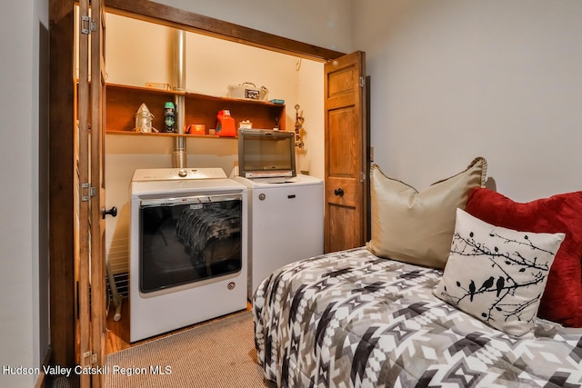 2 Watch Hill Ln Unit 2, Windham, NY 12496 - carpeted bedroom with washer and clothes dryer