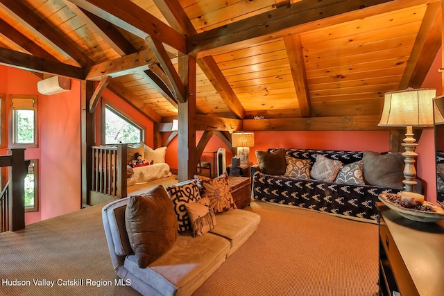 2 Watch Hill Ln Unit 2, Windham, NY 12496 - carpeted living room featuring wood ceiling
