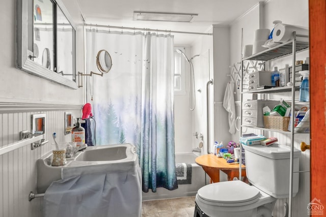 10-12 School St, Chatham, NY 12037 - bathroom featuring shower / tub combo with curtain, toilet, and a sink