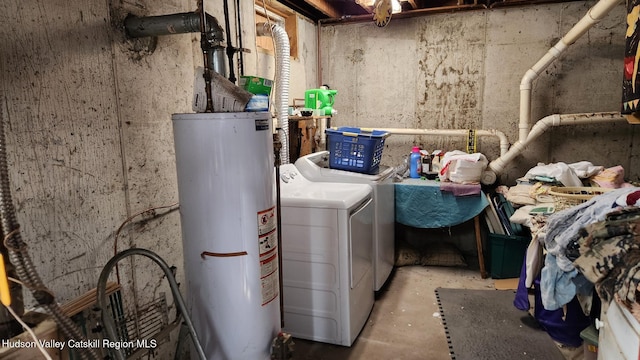 interior space featuring gas water heater and separate washer and dryer