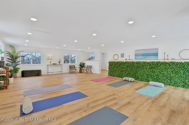 21 Schroon Hill Rd, Kerhonkson, NY 12446 - exercise room with recessed lighting and wood finished floors