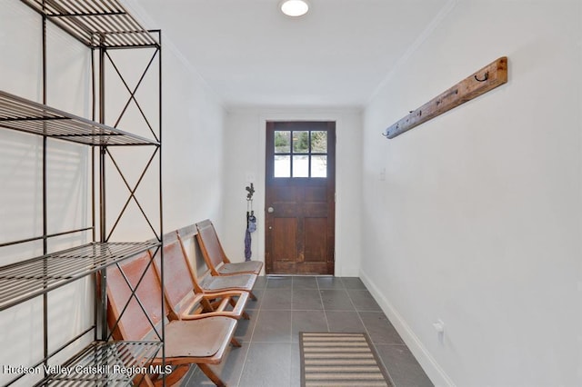 21 Schroon Hill Rd, Kerhonkson, NY 12446 - tiled foyer entrance featuring crown molding and baseboards