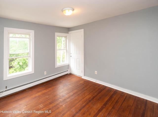 24 Grove St, Cairo, NY 12413 - spare room featuring baseboard heating, hardwood / wood-style flooring, and healthy amount of natural light