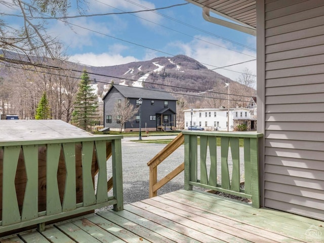 7614 Main St, Hunter, NY 12444 - wooden terrace featuring a mountain view and a residential view