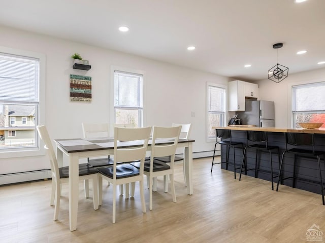 7614 Main St, Hunter, NY 12444 - dining space featuring plenty of natural light, light wood-style flooring, and recessed lighting
