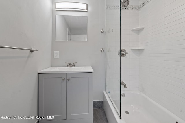 full bathroom with bathing tub / shower combination and vanity