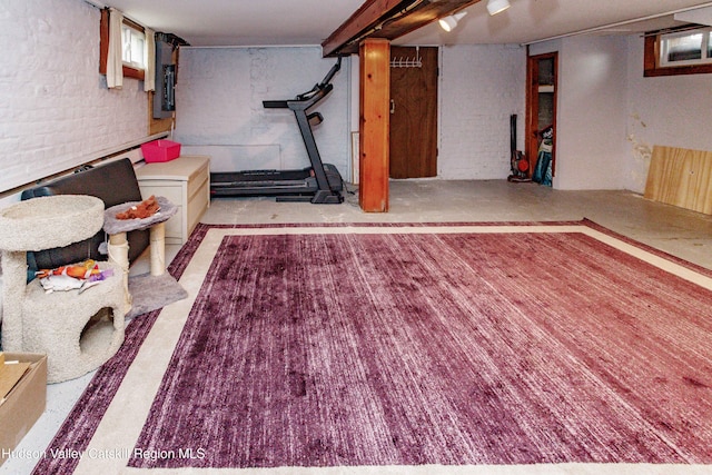 view of finished basement