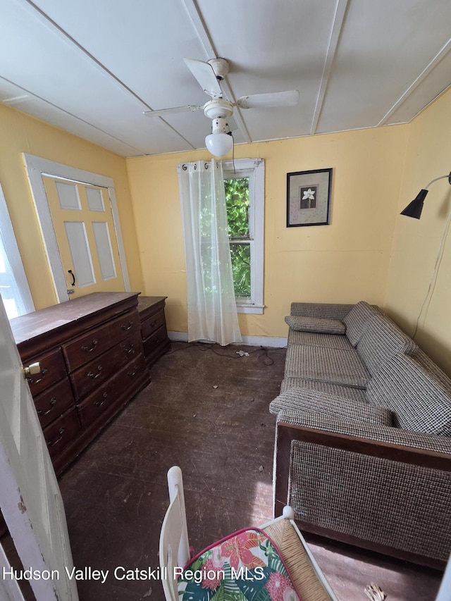 95 Spring St, Catskill, NY 12414 - living area featuring ceiling fan