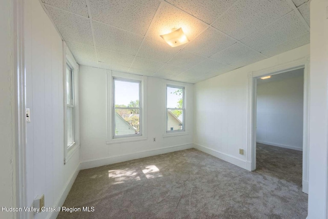 9 Hasbrouck Pl, Kingston, NY 12401 - spare room featuring carpet floors, a drop ceiling, and baseboards
