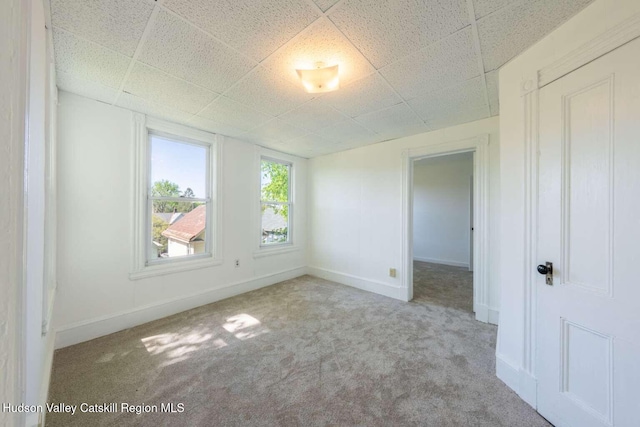 9 Hasbrouck Pl, Kingston, NY 12401 - spare room featuring carpet flooring, a drop ceiling, and baseboards