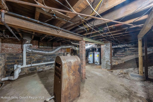 9 Hasbrouck Pl, Kingston, NY 12401 - unfinished basement featuring gas water heater and oil tank
