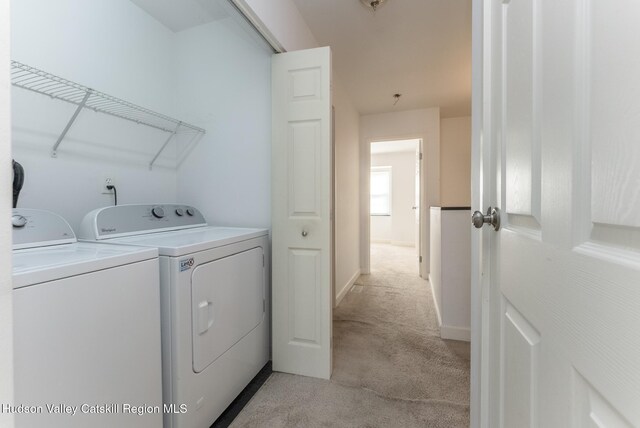 29 Penstock Ln, Lake Katrine, NY 12449 - washroom with light colored carpet, washing machine and dryer, and baseboards