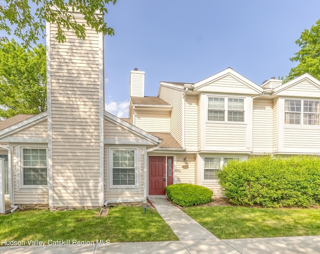 29 Penstock Ln, Lake Katrine, NY 12449 - view of property featuring a chimney and a front lawn