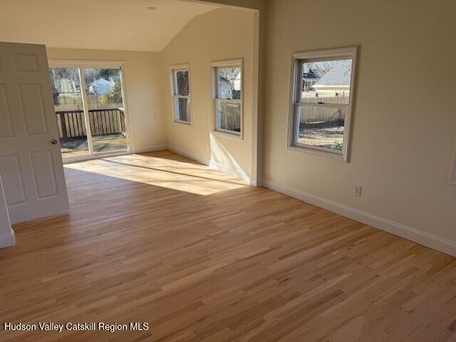 16 Trinity Pl, Rhinebeck, NY 12572 - spare room featuring plenty of natural light, light wood-type flooring, baseboards, and lofted ceiling