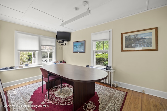 207 Maple Ave, Germantown, NY 12526 - office area featuring radiator heating unit and wood finished floors