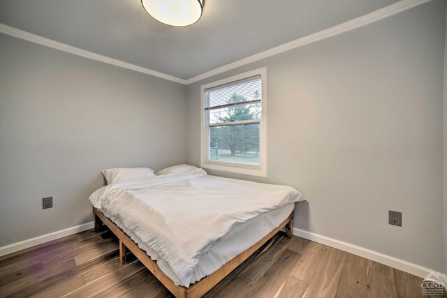 871 Mail Route Rd, Ashland, NY 12407 - bedroom with ornamental molding, baseboards, and wood finished floors