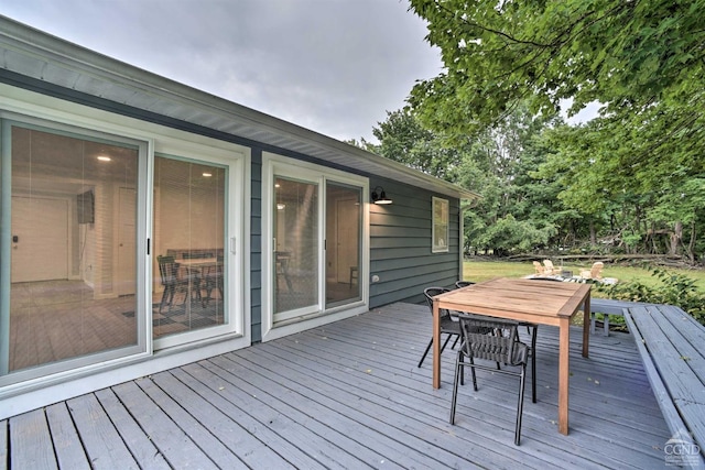 871 Mail Route Rd, Ashland, NY 12407 - wooden terrace with outdoor dining area