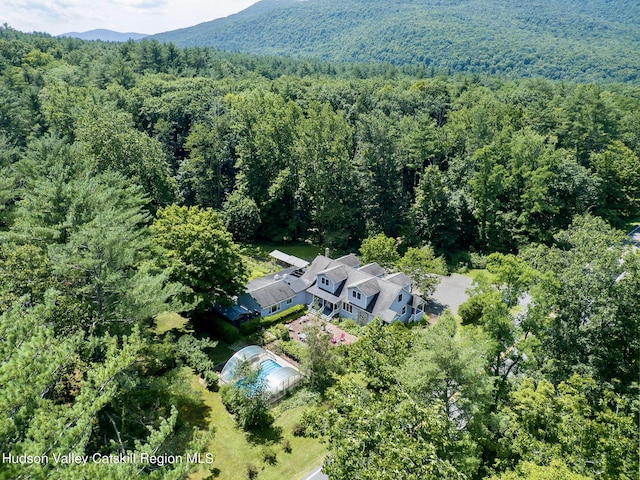 aerial view with a mountain view