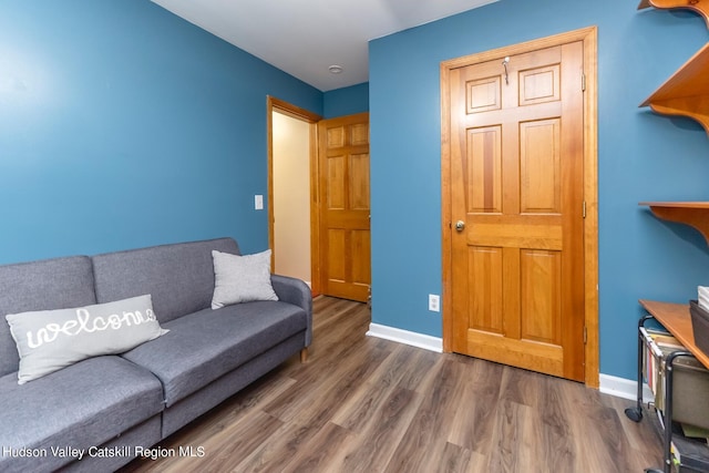 living room featuring dark hardwood / wood-style flooring