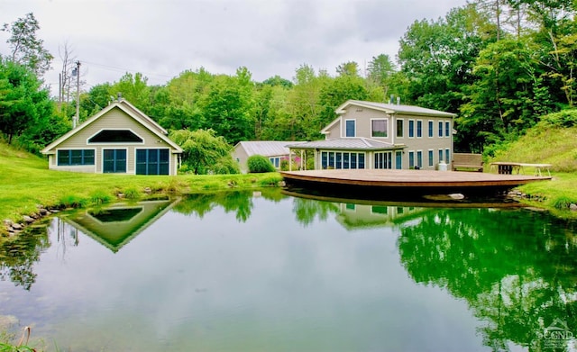 water view featuring a heavily wooded area