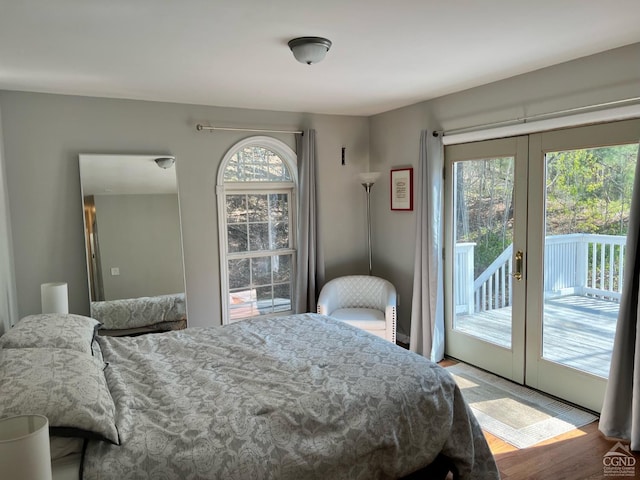 16 Hickory Hill Rd, Windham, NY 12496 - bedroom with access to exterior, wood finished floors, and french doors