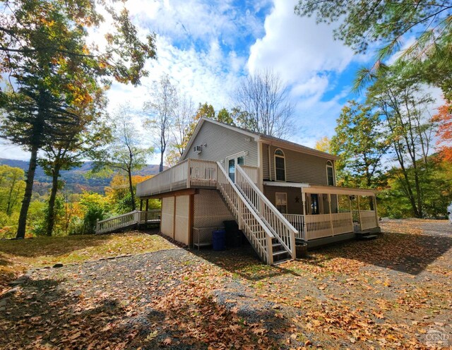16 Hickory Hill Rd, Windham, NY 12496 - back of property featuring a deck and stairway