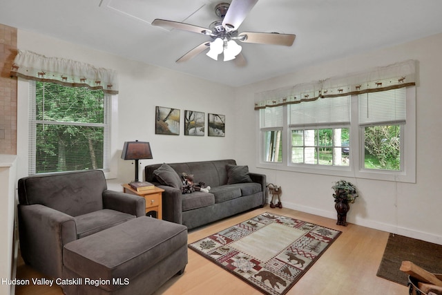 1055 Rte 212, Saugerties, NY 12477 - living area featuring wood finished floors and ceiling fan