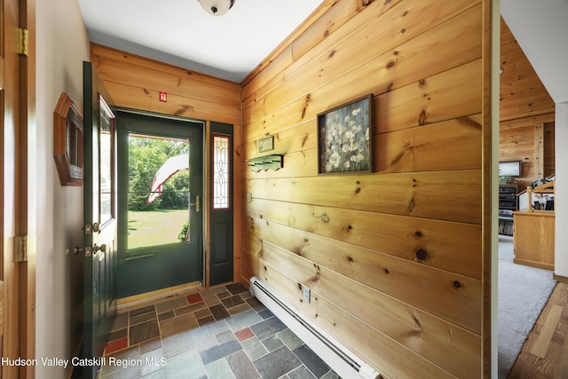 17 Partridge Rd, Hudson, NY 12534 - entryway with wooden walls and a baseboard heating unit